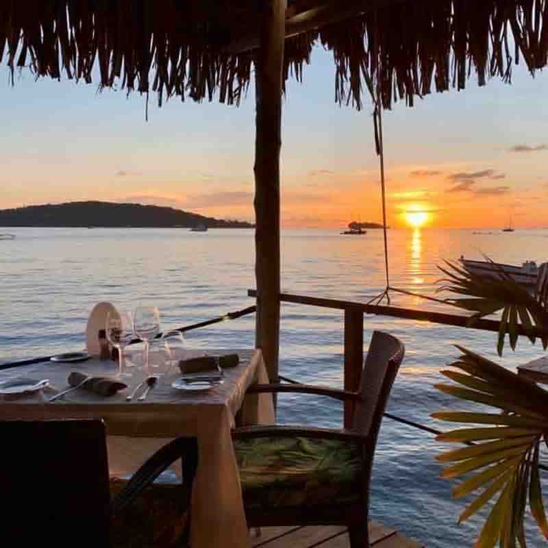 Dinner at sunset at Saint James Bora Bora