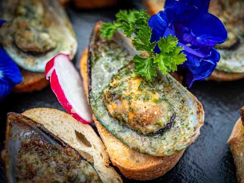 Mussel tapas at Saint James Bar Bora Bora